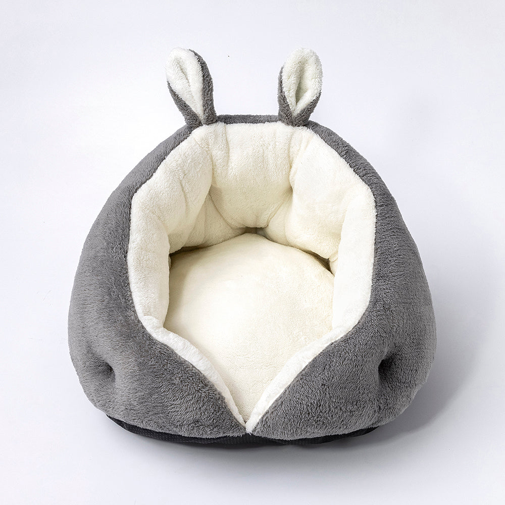Bunny Ear Design Pet Bed – Cute plush bed with bunny ears for small dogs & cats, soft and washable