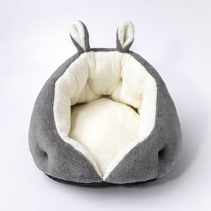 Bunny Ear Design Pet Bed – Cute plush bed with bunny ears for small dogs & cats, soft and washable