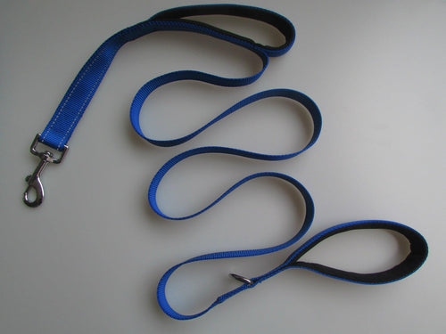 Double Distance Reflective Nylon Pet Leash With Metal Buckle