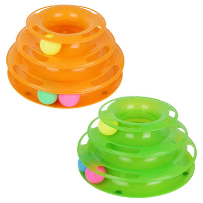 Interactive Kitty Playland: Stacked Ball Disk Toy For Endless Feline