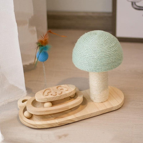 Interactive Wooden Cat Scratcher Maze Ball Toy