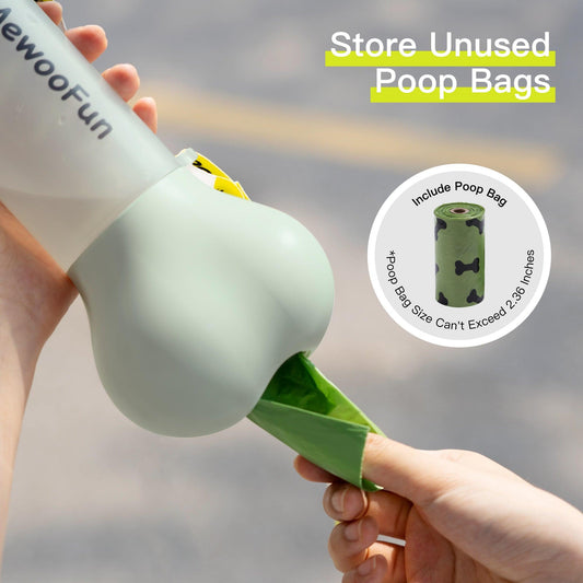 Mewoofun 2-In-1 Pet Water Bottle And Food Dispenser With Poop Bag