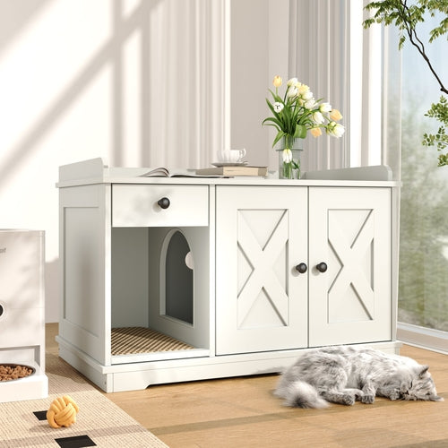 Litter Box Furniture Hidden with Cat Litter