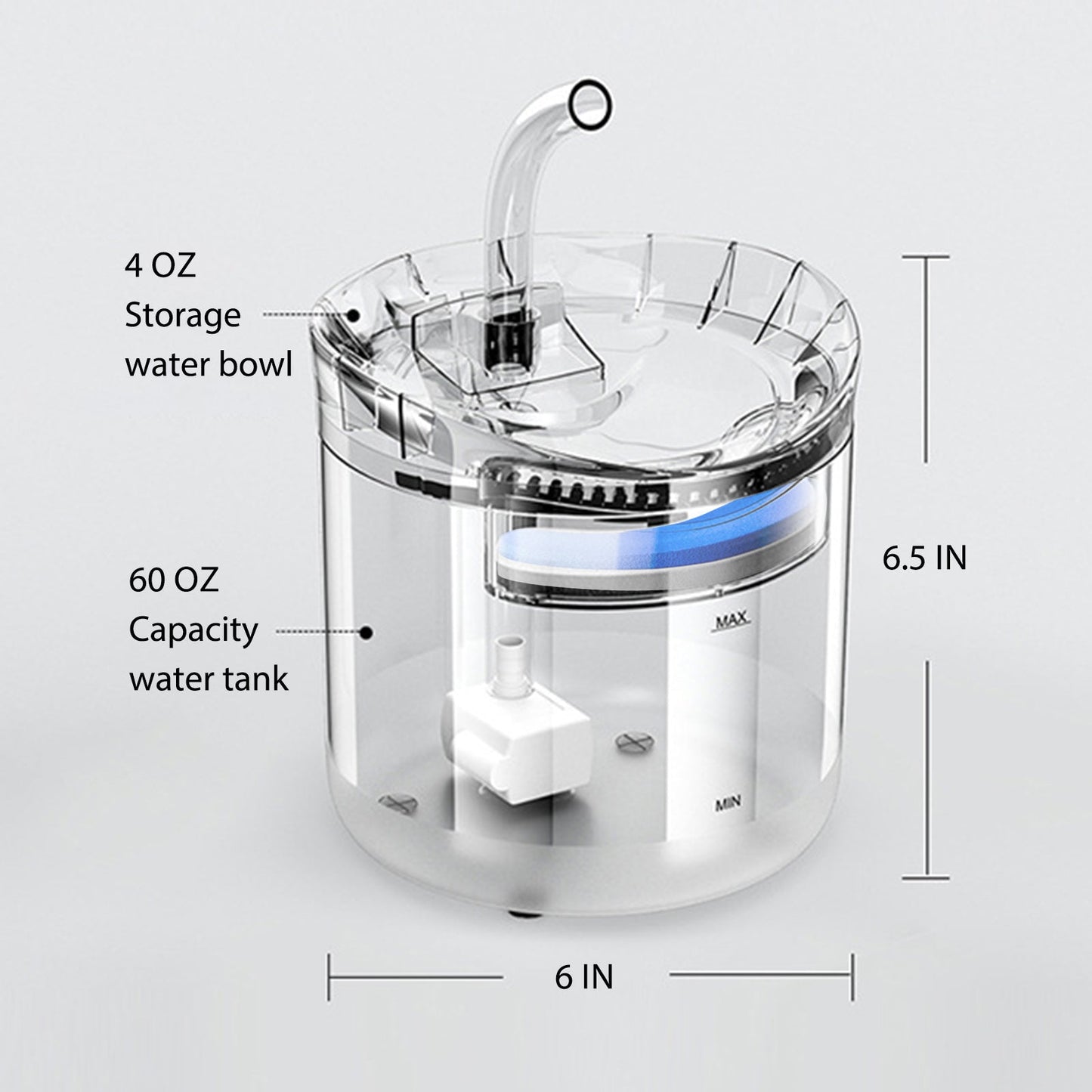 68 fl oz  Automatic  Pet Water Fountain with 2 Modes