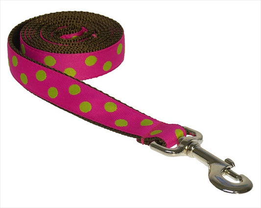 6 ft. Dot Dog Leash, Fuchsia & Lime - Medium